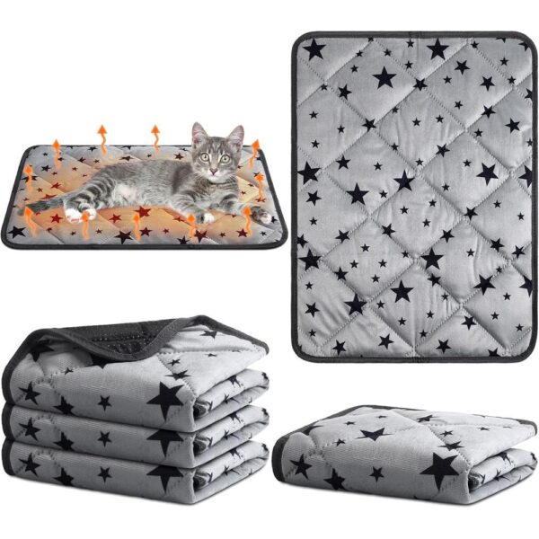Self-Warming Cat Bed (4-Pack) — Plush Thermal Mats with Anti-Slip Base & No-Electric Heating