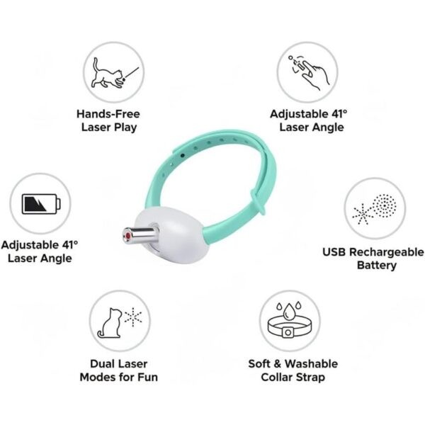 Smart Automatic Cat Laser Collar – Hands-Free Interactive Laser Toy with Adjustable Beam & USB Rechargeable Battery