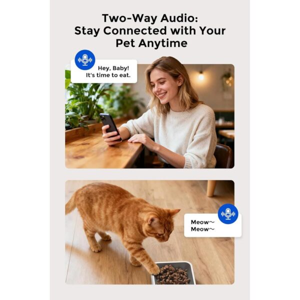 Smart Cat Feeder with 4MP HD Camera – 3.5L Automatic Pet Food Dispenser with Night Vision, Two-Way Audio, Laser Play, AI Activity Capture & 5G Wi-Fi App Control