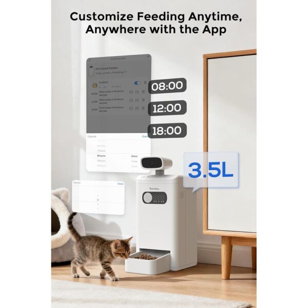 Smart Cat Feeder with 4MP HD Camera – 3.5L Automatic Pet Food Dispenser with Night Vision, Two-Way Audio, Laser Play, AI Activity Capture & 5G Wi-Fi App Control