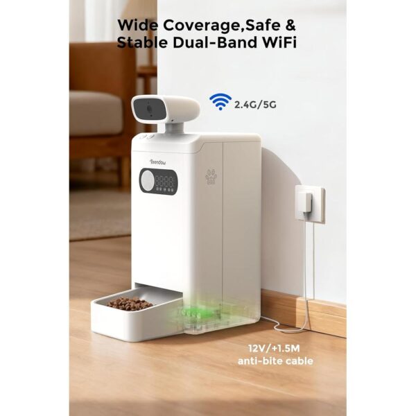 Smart Cat Feeder with 4MP HD Camera – 3.5L Automatic Pet Food Dispenser with Night Vision, Two-Way Audio, Laser Play, AI Activity Capture & 5G Wi-Fi App Control