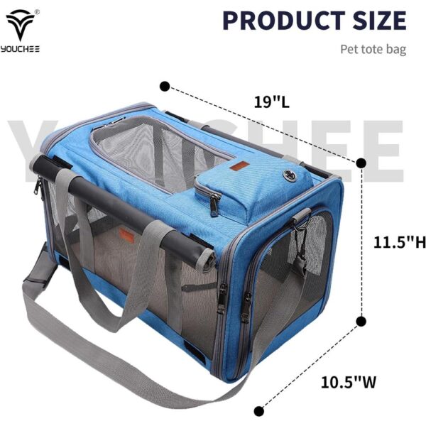 Soft-Sided Cat Carrier – 19″ Travel Bag with Washable Fleece Pad, 360° Mesh Ventilation & Collapsible Design for Pets Up to 20 lbs