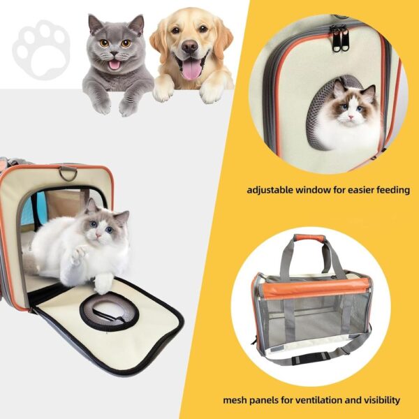 Soft-Sided Cat Carrier Bag for Small to Medium Cats – Portable Travel Tote with Mesh Ventilation, Feeding Window & Shoulder Strap