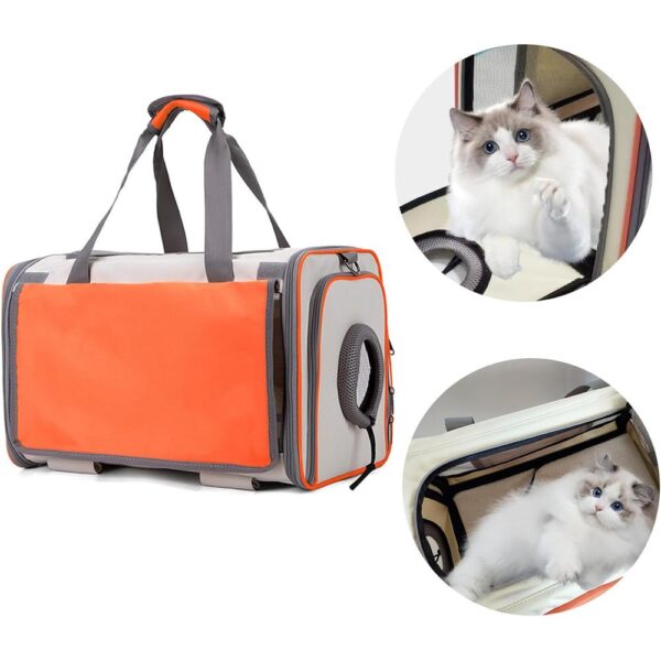Soft-Sided Cat Carrier Bag for Small to Medium Cats – Portable Travel Tote with Mesh Ventilation, Feeding Window & Shoulder Strap