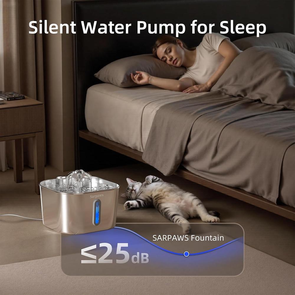 Stainless Steel 2.2L Cat Water Fountain