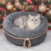 Supportive Donut Cat Bed with Raised Walls, Thick Cushion & Non-Slip Bottom