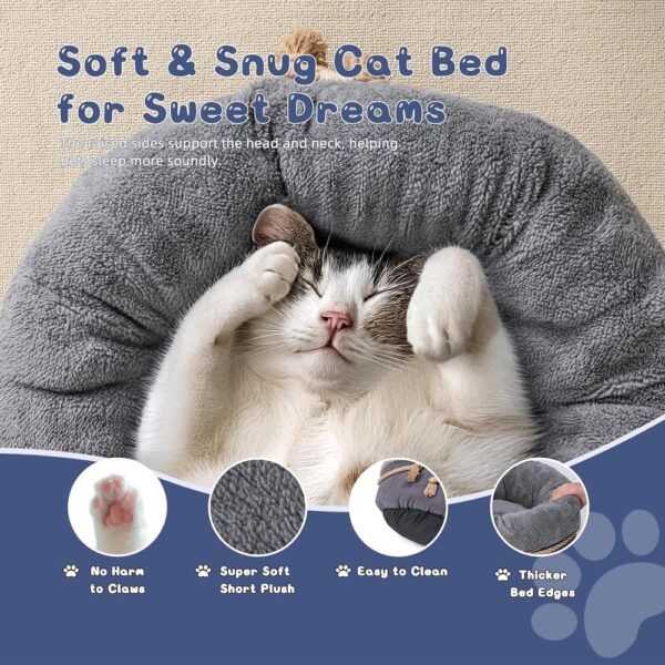 Supportive Donut Cat Bed with Raised Walls, Thick Cushion & Non-Slip Bottom