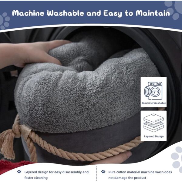 Supportive Donut Cat Bed with Raised Walls, Thick Cushion & Non-Slip Bottom