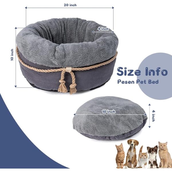 Supportive Donut Cat Bed with Raised Walls, Thick Cushion & Non-Slip Bottom