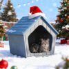 Weatherproof Outdoor Cat House – Resin-Insulated Shelter with Air Vents, Sloped Roof & Easy-Clean Design