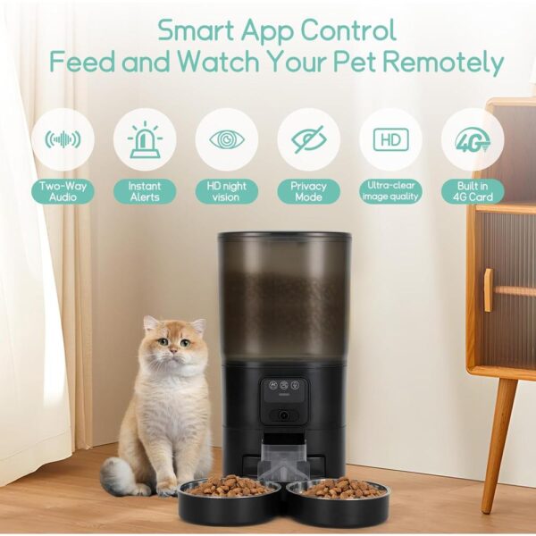 Wi-Fi Cat Feeder with Live Video — 7L Dual-Bowl Automatic Pet Food Dispenser & Remote Monitoring