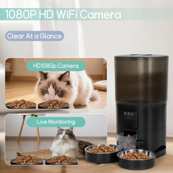 Wi-Fi Cat Feeder with Live Video — 7L Dual-Bowl Automatic Pet Food Dispenser & Remote Monitoring