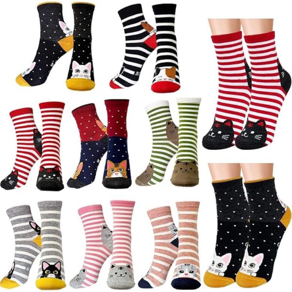 Women’s Cute Cat Socks -01 Women’s Cute Cat Socks – 8-Pack Fun Novelty Cat Crew Socks, Colorful Christmas Gift Set for Cat Lovers`