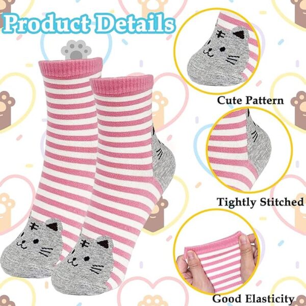 Women’s Cute Cat Socks – 8-Pack Fun Novelty Cat Crew Socks, Colorful Christmas Gift Set for Cat Lovers`
