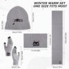 Women’s Winter Cat Lover Knit Set – Warm Beanie, Headband, Scarf & Gloves with Cute Black Cat Design