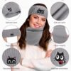 Women’s Winter Cat Lover Knit Set – Warm Beanie, Headband, Scarf & Gloves with Cute Black Cat Design