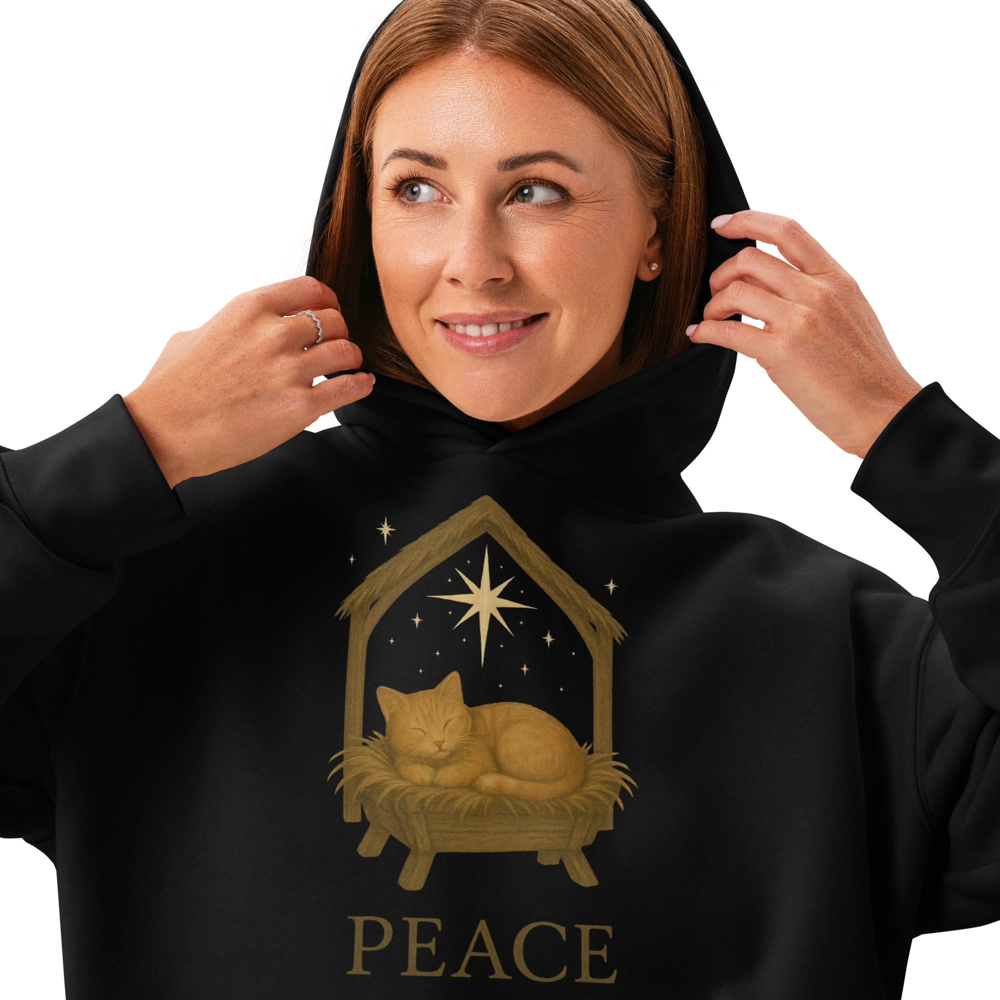 PEACE Vintage Nativity Cat Hoodie