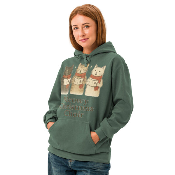 Meowy Christmas Choir Hoodie – Cozy Garment-Dyed Holiday Sweatshirt