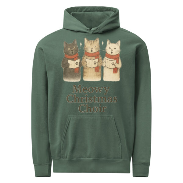 unisex-garment-dyed-hooded-sweatshirt-i-comfort-colors-1567-blue-spruce-front-693812b630572.jpg Meowy Christmas Choir Hoodie – Cozy Garment-Dyed Holiday Sweatshirt