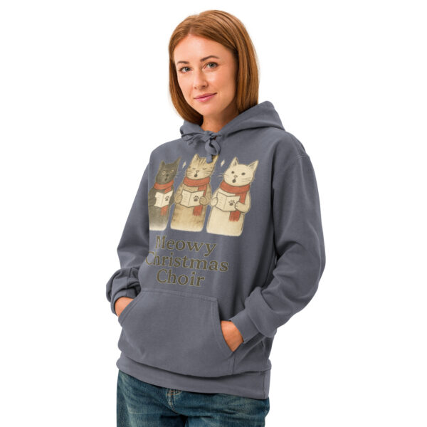 Meowy Christmas Choir Hoodie – Cozy Garment-Dyed Holiday Sweatshirt