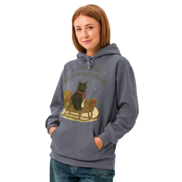 Peaceful Christmas Journey – Cozy Garment-Dyed Cat Lover Hoodie