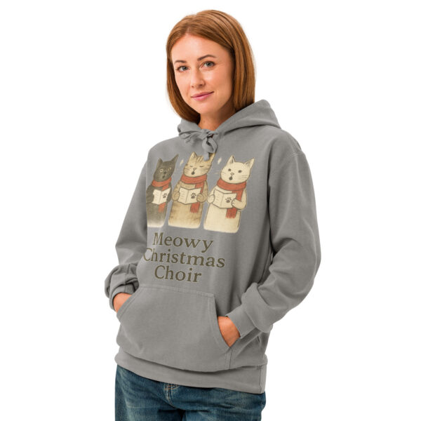 Meowy Christmas Choir Hoodie – Cozy Garment-Dyed Holiday Sweatshirt