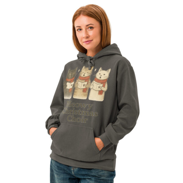 Meowy Christmas Choir Hoodie – Cozy Garment-Dyed Holiday Sweatshirt
