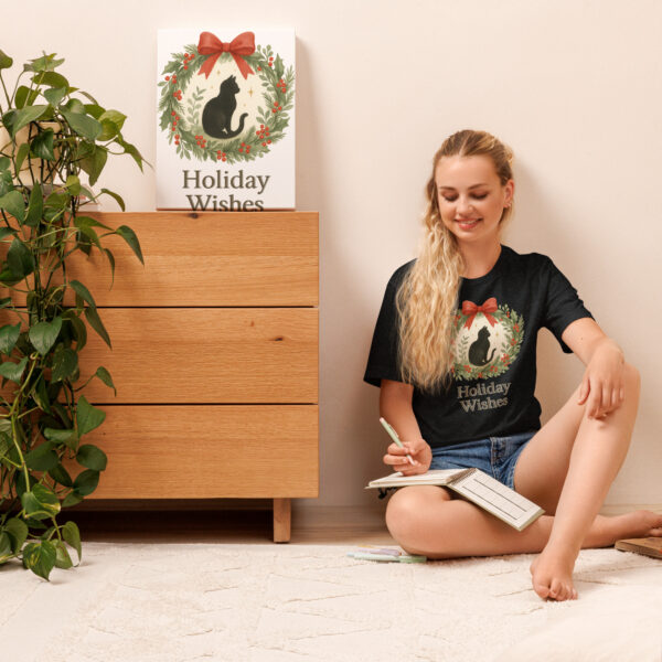 Holiday Wishes – Festive Cat Wreath Tee