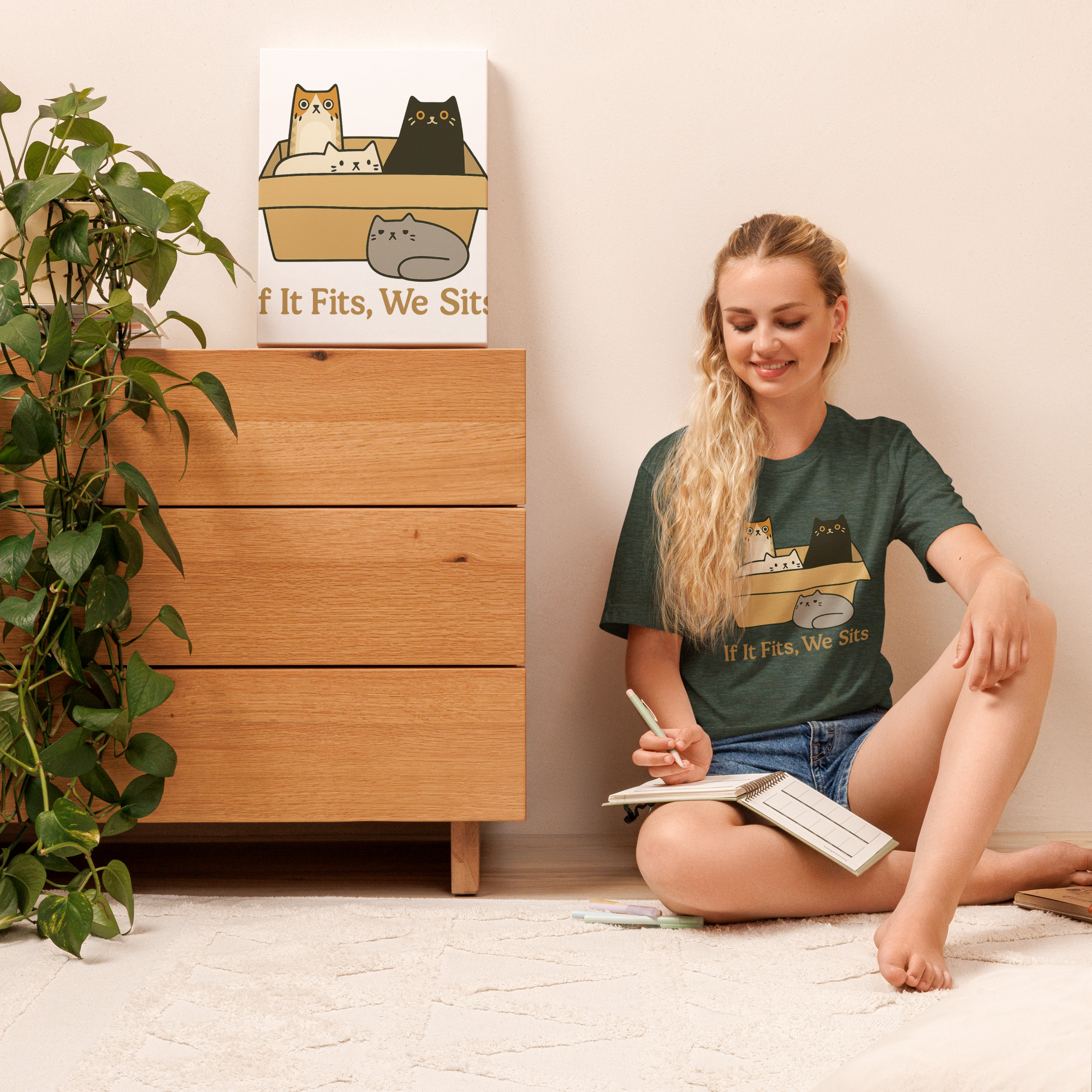 If It Fits, We Sits – Funny Cat Lover Tee