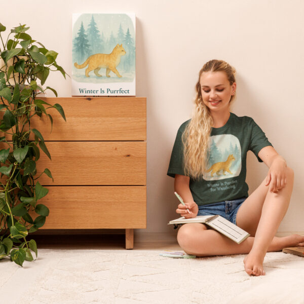 Winter Is Purrfect for Wandering – Snowy Forest Cat Tee