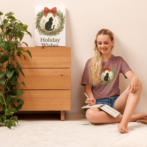 Holiday Wishes – Festive Cat Wreath Tee