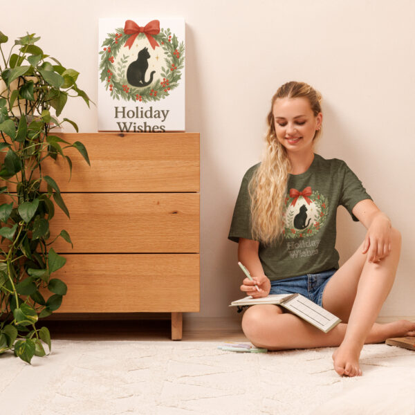 Holiday Wishes – Festive Cat Wreath Tee
