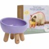 Tilted ceramic cat bowl for elevated whisker-friendly feeding