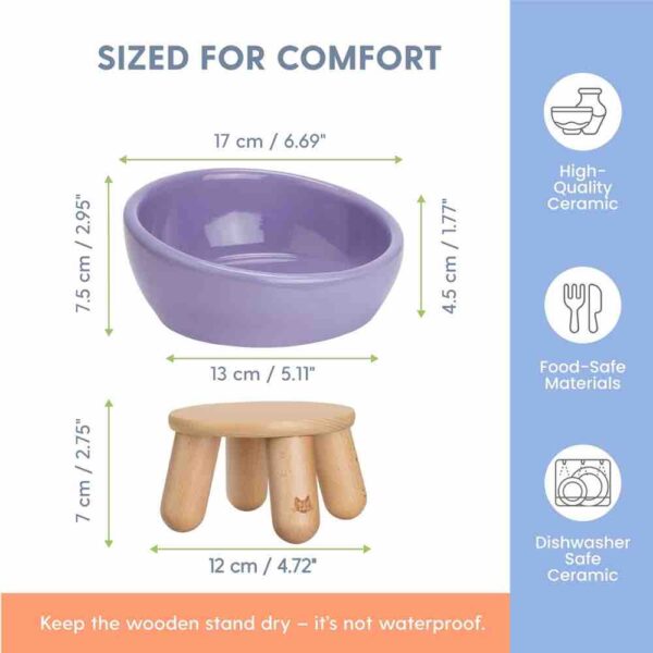 Tilted Ceramic Cat Bowl — Elevated Whisker-Friendly Feeding Bowl