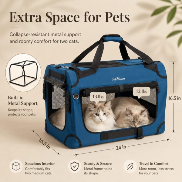 Extra Large Cat Carrier for Two Cats | Foldable Travel Carrier