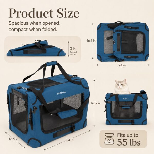 Extra Large Cat Carrier for Two Cats | Foldable Travel Carrier
