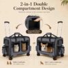 rolling cat carrier for two cats with wheels telescopic handle and breathable mesh
