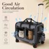 rolling cat carrier for two cats with wheels telescopic handle and breathable mesh