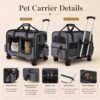 rolling cat carrier for two cats with wheels telescopic handle and breathable mesh
