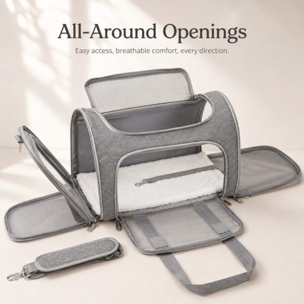 Soft-Sided Cat Carrier — Lightweight Travel Bag for Vet Visits & Airline Travel