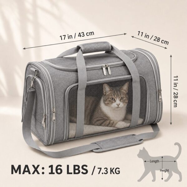 Soft-Sided Cat Carrier — Lightweight Travel Bag for Vet Visits & Airline Travel