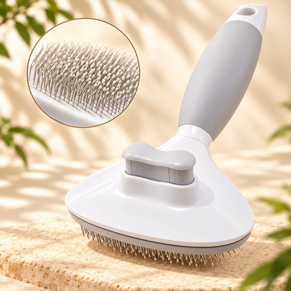 Self-Cleaning Cat Shedding Brush — Detangling Grooming Tool with Ergonomic Handle