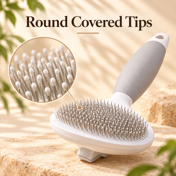 Self-Cleaning Cat Shedding Brush — Detangling Grooming Tool with Ergonomic Handle